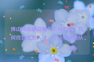 佛山網(wǎng)站建設(shè)制作公司招聘，如何找到優(yōu)秀人才，打造卓越團隊