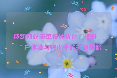 移動(dòng)網(wǎng)站表單設(shè)計(jì)優(yōu)化，提升用戶(hù)體驗(yàn)與轉(zhuǎn)化率的關(guān)鍵策略
