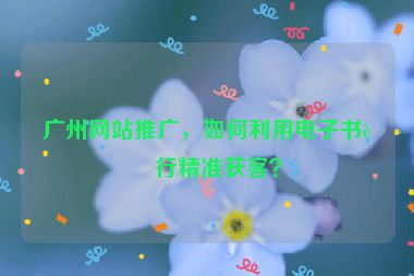廣州網(wǎng)站推廣，如何利用電子書進(jìn)行精準(zhǔn)獲客？