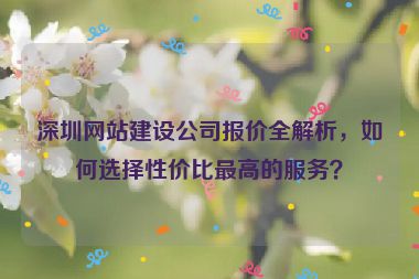 深圳網(wǎng)站建設(shè)公司報(bào)價(jià)全解析，如何選擇性價(jià)比最高的服務(wù)？