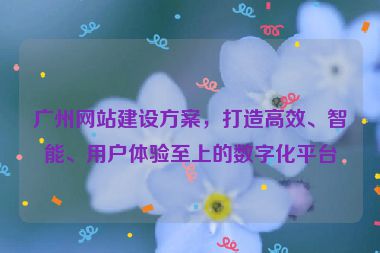 廣州網(wǎng)站建設(shè)方案，打造高效、智能、用戶體驗(yàn)至上的數(shù)字化平臺(tái)