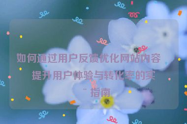 如何通過用戶反饋優(yōu)化網(wǎng)站內(nèi)容，提升用戶體驗與轉(zhuǎn)化率的實用指南