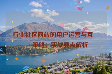 行業(yè)社區(qū)網(wǎng)站的用戶運營與互動策略，實戰(zhàn)要點解析